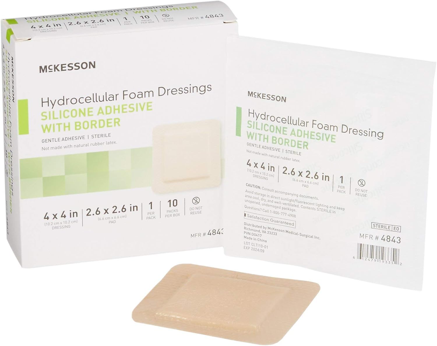 McKesson Hydrocellular Foam Dressings, Sterile, Silicone
