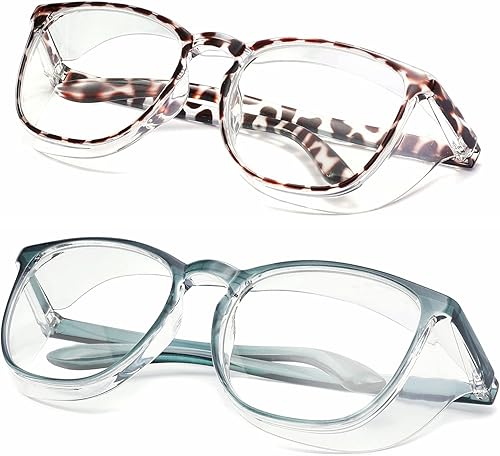 Gafas de seguridad antiniebla, gafas protectoras con bloqueo de luz azul, antipolvo, protección UV, para hombres y mujeres (paquete de 2 (leopardo +
