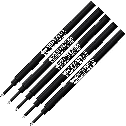 Paquete de 5 repuestos para bolígrafos Monteverde G22 compatibles con Schmidt 888, punta fina, paquete a granel (negro)