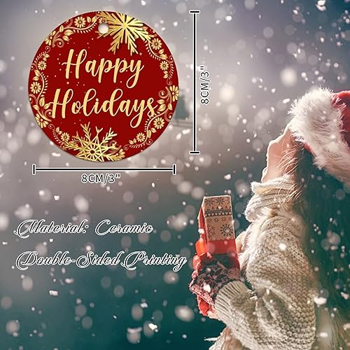 Miniatura 9 de Tree Decoration Ornaments Merry Christmas Y'all Ceramic Ornament Xmas Keepsake Gold Snowflake Ball Wreath Christmas Decor Welcome Winter Xmas