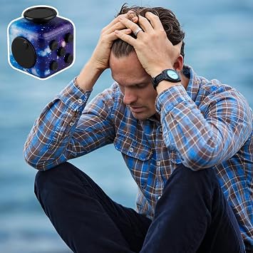 Fidget Cube-Sensory Cube for Stress Anxiety Relief 6 Different Functions Finger Cube for Adults Office Classroom Home Killing Time(Starry Sky)