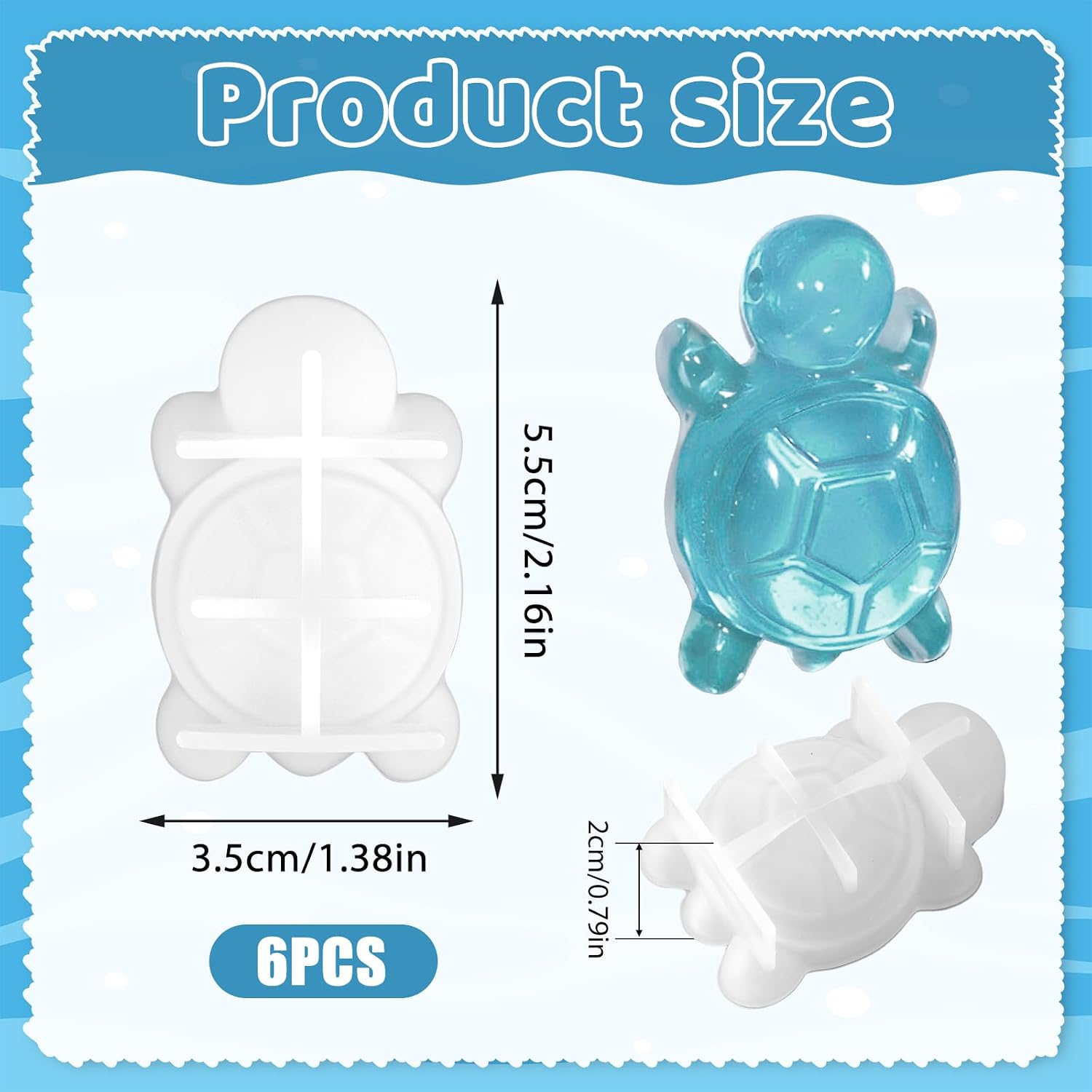 6 PCS Mini Turtle Silicone Mold Cute Tortoise Silicone Mould Resin Mold Silicones Molds for Epoxy Resins Casting Epoxy Resin Craft Molds for Keychain Pendant Jewelry Making