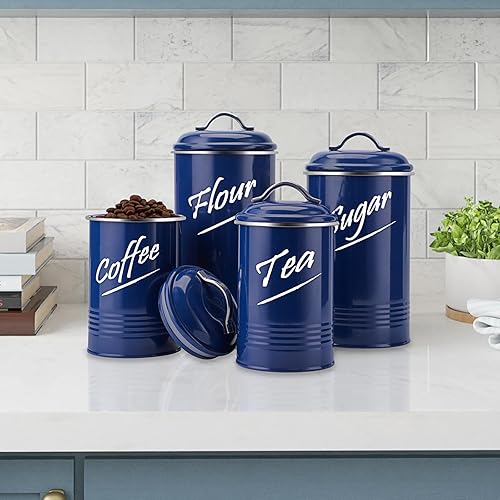 Miniatura 4 de Hillbond Juego de 4 recipientes de almacenamiento de alimentos azul marino (azul marino)