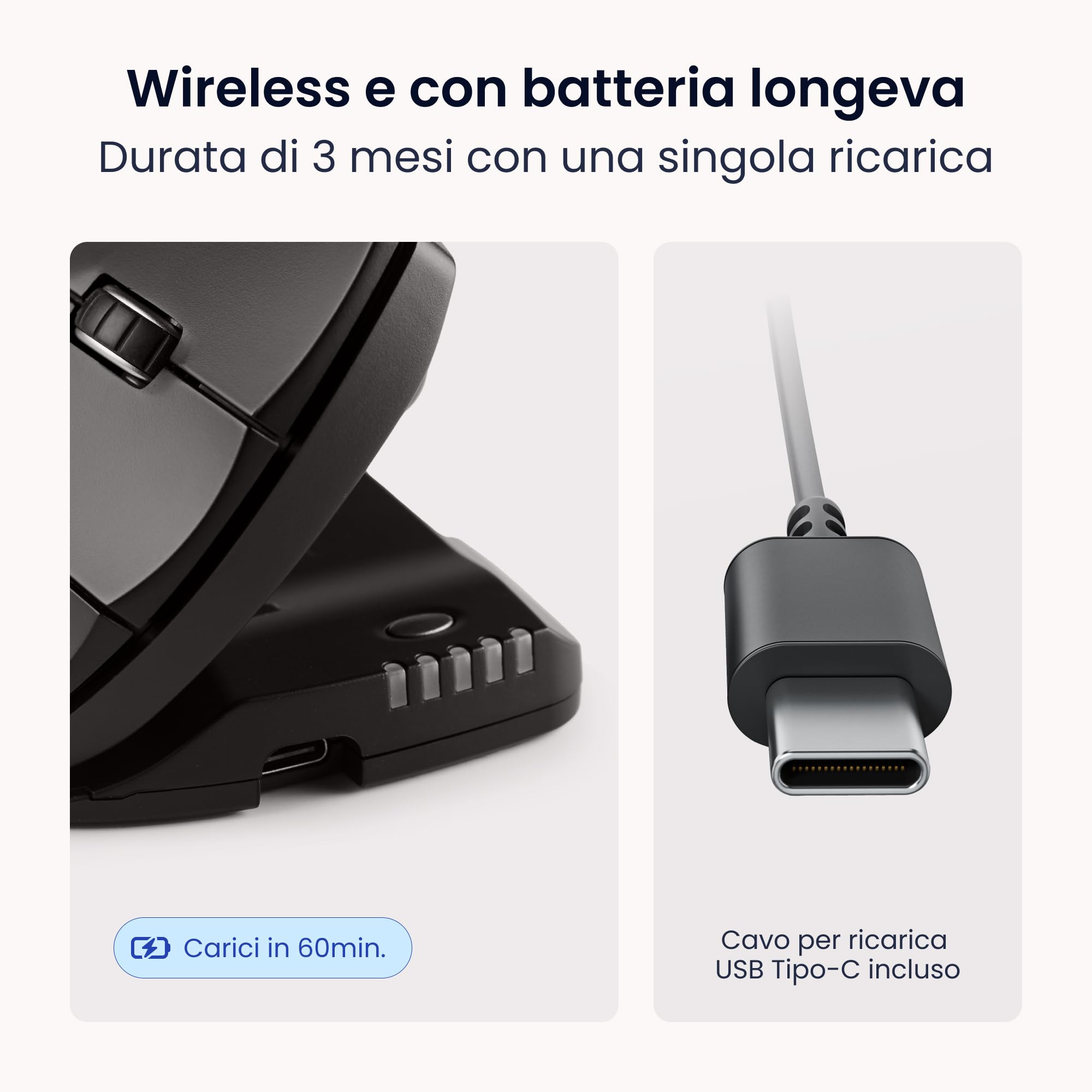 Contour Unimouse Mouse ergonomico | Inclinazione regolabile da 35° a 70°, 6 pulsanti programmabili, poggiapollice per il dolore al polso | Plug & Play per Mac e PC - Senza fili - Destro