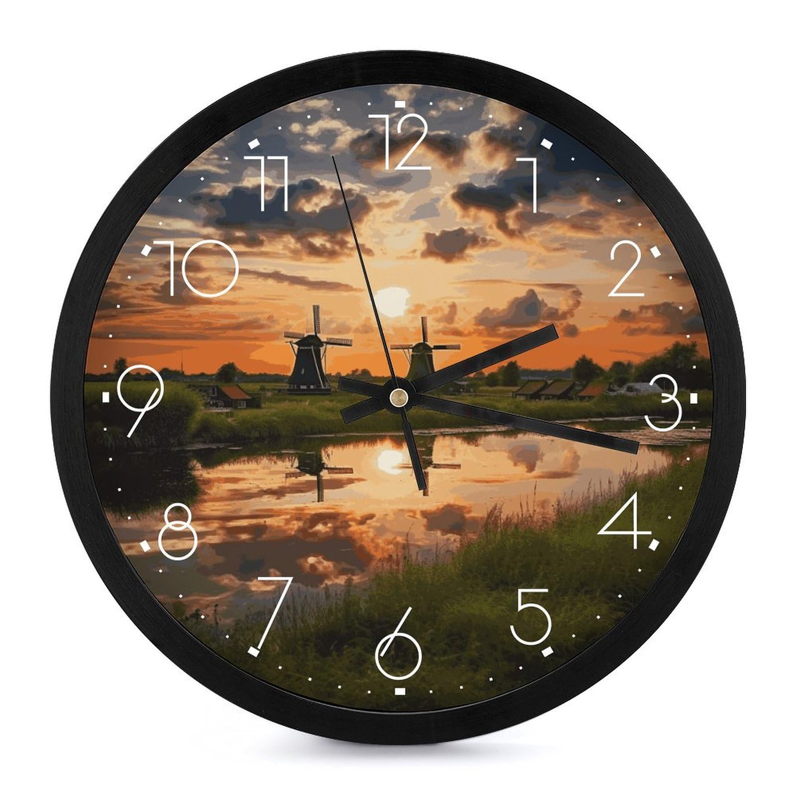 Horloge murale moderne ronde Pays-Bas 25,4 cm au design épuré pour bureau