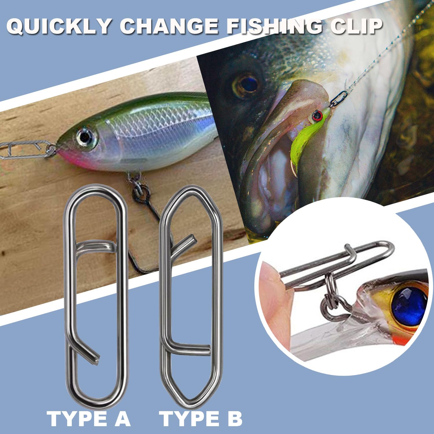 clasp for fishing lures Amazon.com : BCTEPTFOTL 200pcs Fishing Power Clips, High Strength Speed  Clips Stainless Steel Quick Change Clip, Freshwater Saltwater Crankbait  Popper Lures Fast Link Snap Connector : Sports & Outdoors