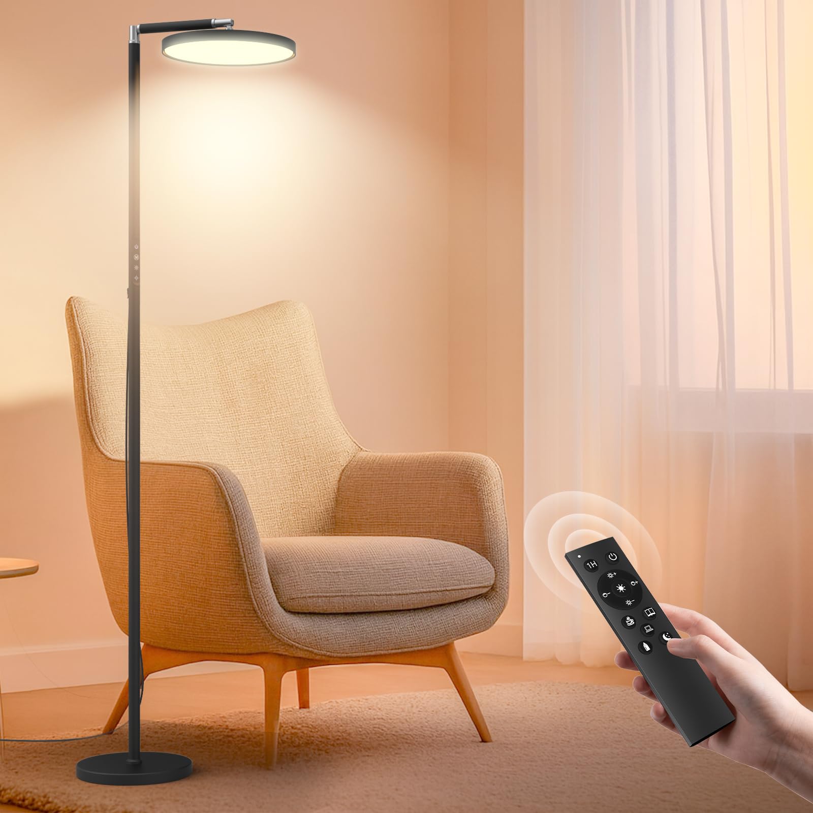 Light Floor Lamp 12000 Lux UV-Free Full Spectrum LED Floor Lamp with 10 Brightness Levels 5 Color Modes