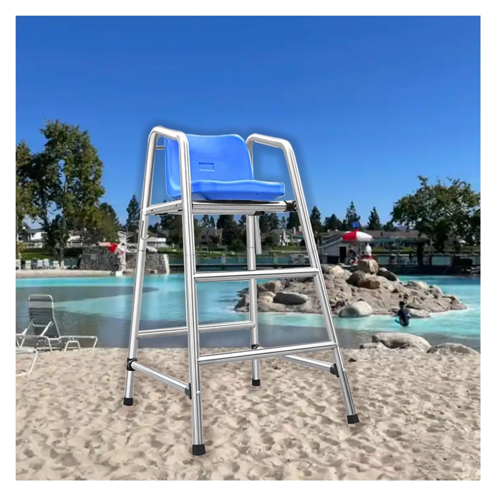 Chaise de sauvetage pour piscine avec siège d'observation en acier inoxydable