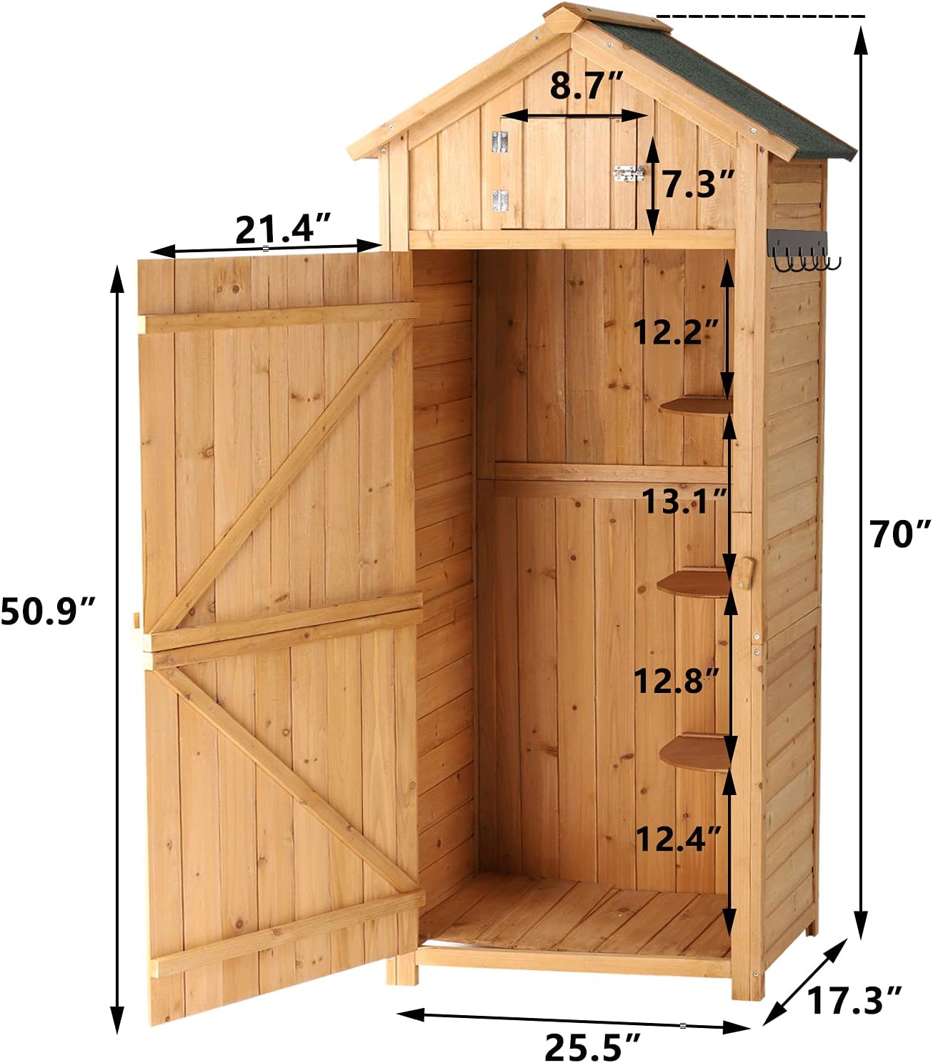Flash Deals - 60% OFF B BAIJIAWEI Garden Storage Shed - Outdoor Wooden Tool Storage Cabinet - Arrow Tool Shed Organizer Fir Wood Lockers for Home, Lawn, Yard
