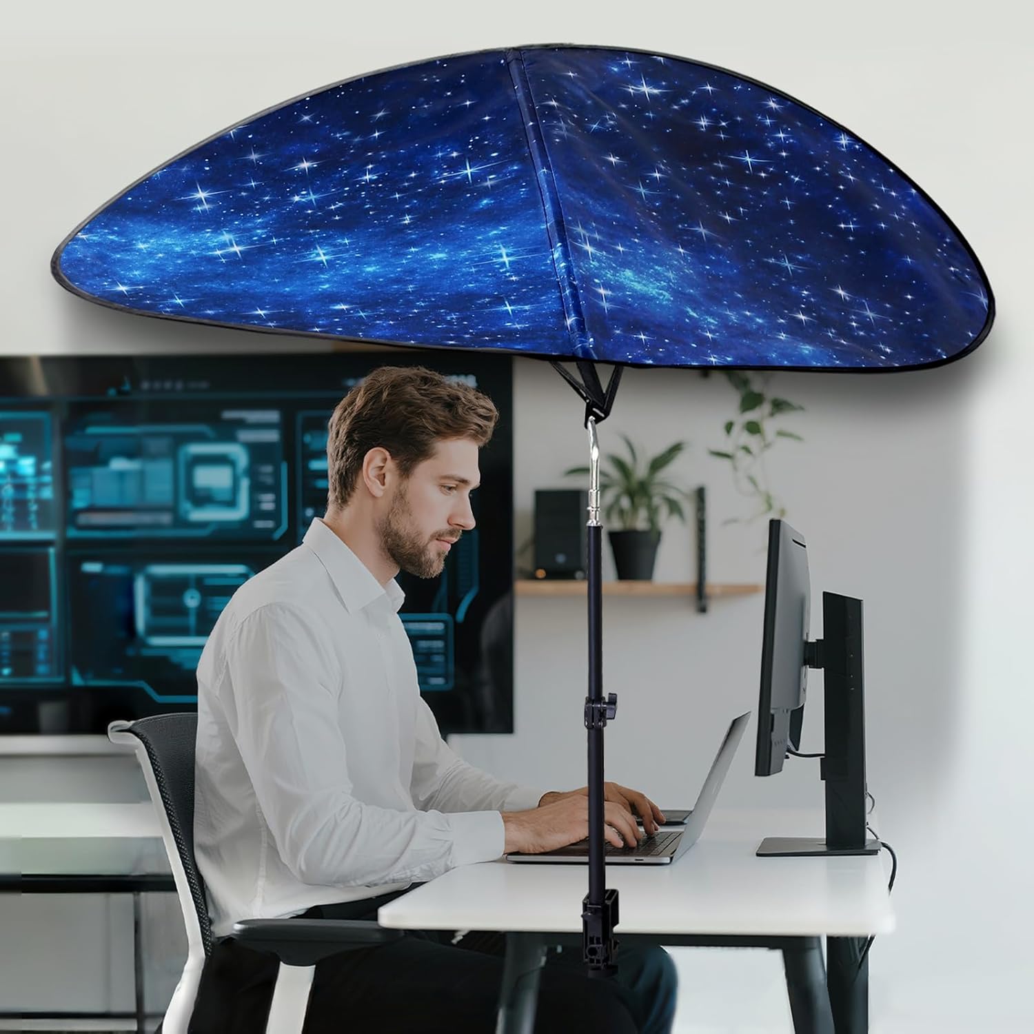 Large Size 52''Office Cubicle Shade Cubicle Desk LightShield to Block Anti-Glare Cover Light Sensitive Professionals Cubicle Light Quick Install Shading LightShade with Clamp(Patent Pending)