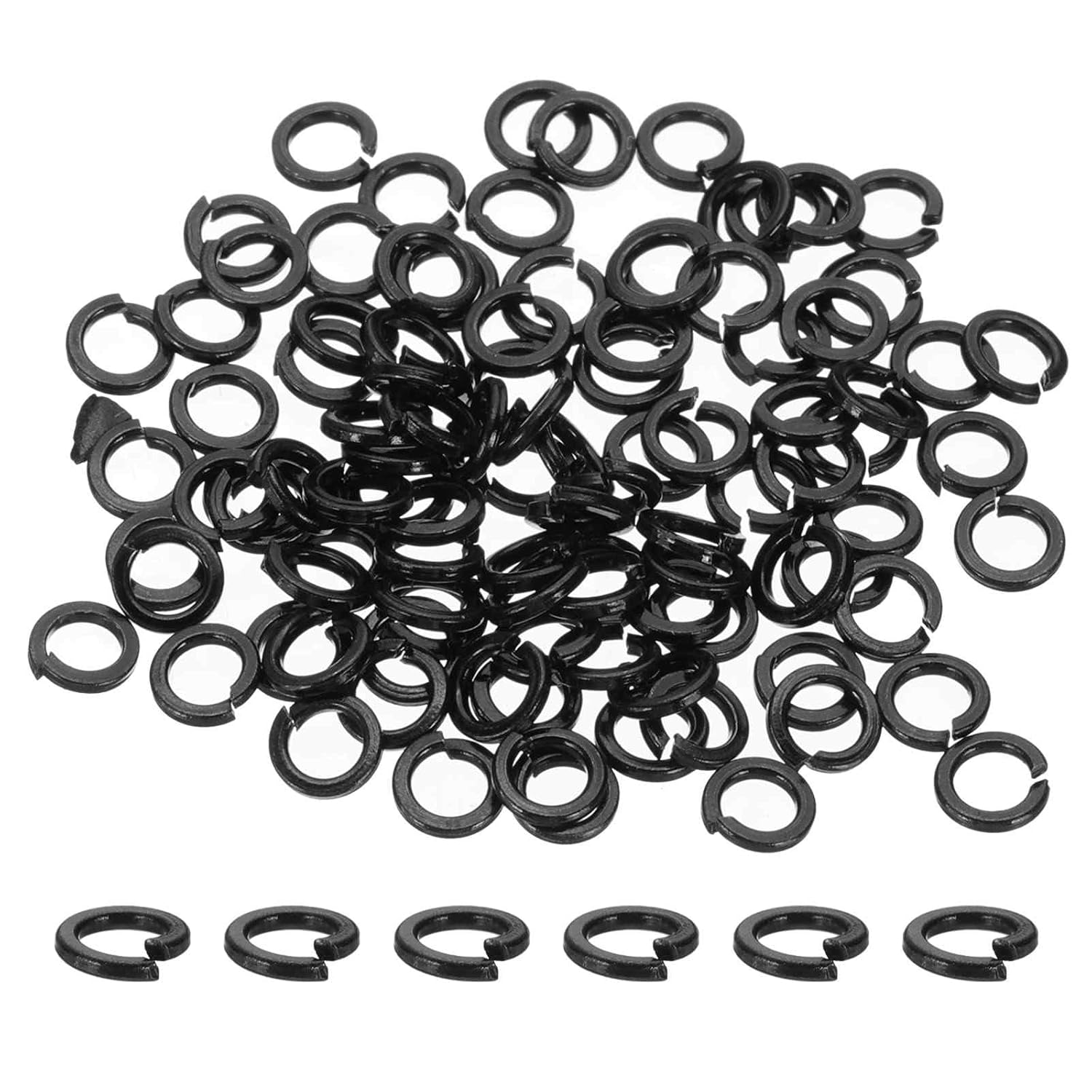 MECCANIXITY M3 Spring Lock Washer, 304 Stainless Steel Split Lock Washers for Screws Bolts Cars Construction Machinery Black Pack of 100