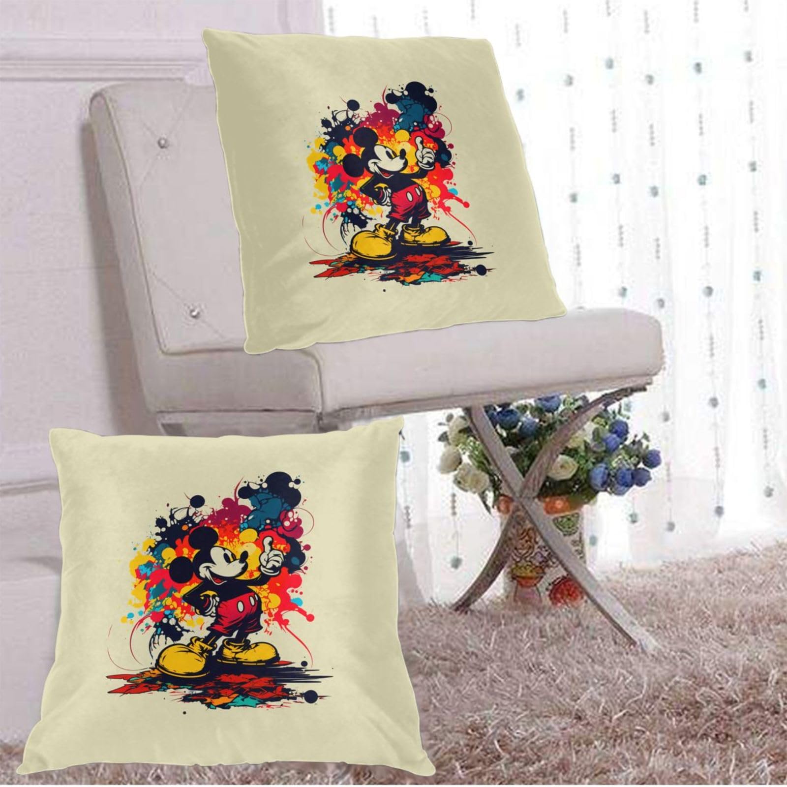 Amazon.co.jp: クッションカバー ミッキーマウス 枕カバー 2枚セット