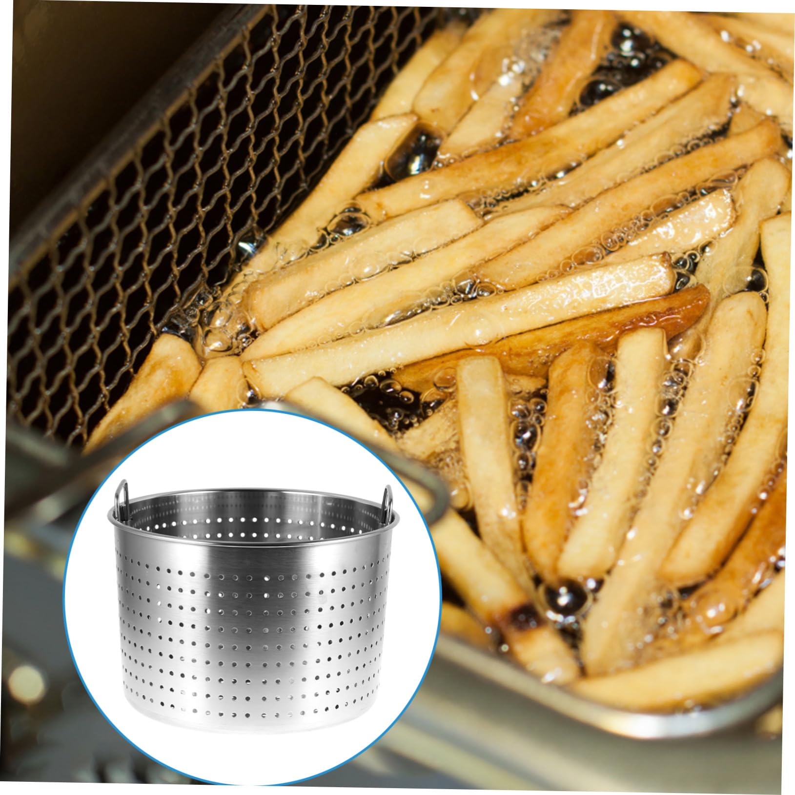 Edelstahl Filtersiebkorb mit Korrosionsschutz und Leicht zu Reinigen als Küchensieb für Fleisch und Meeresfrüchte Silber mit Elegantem Design