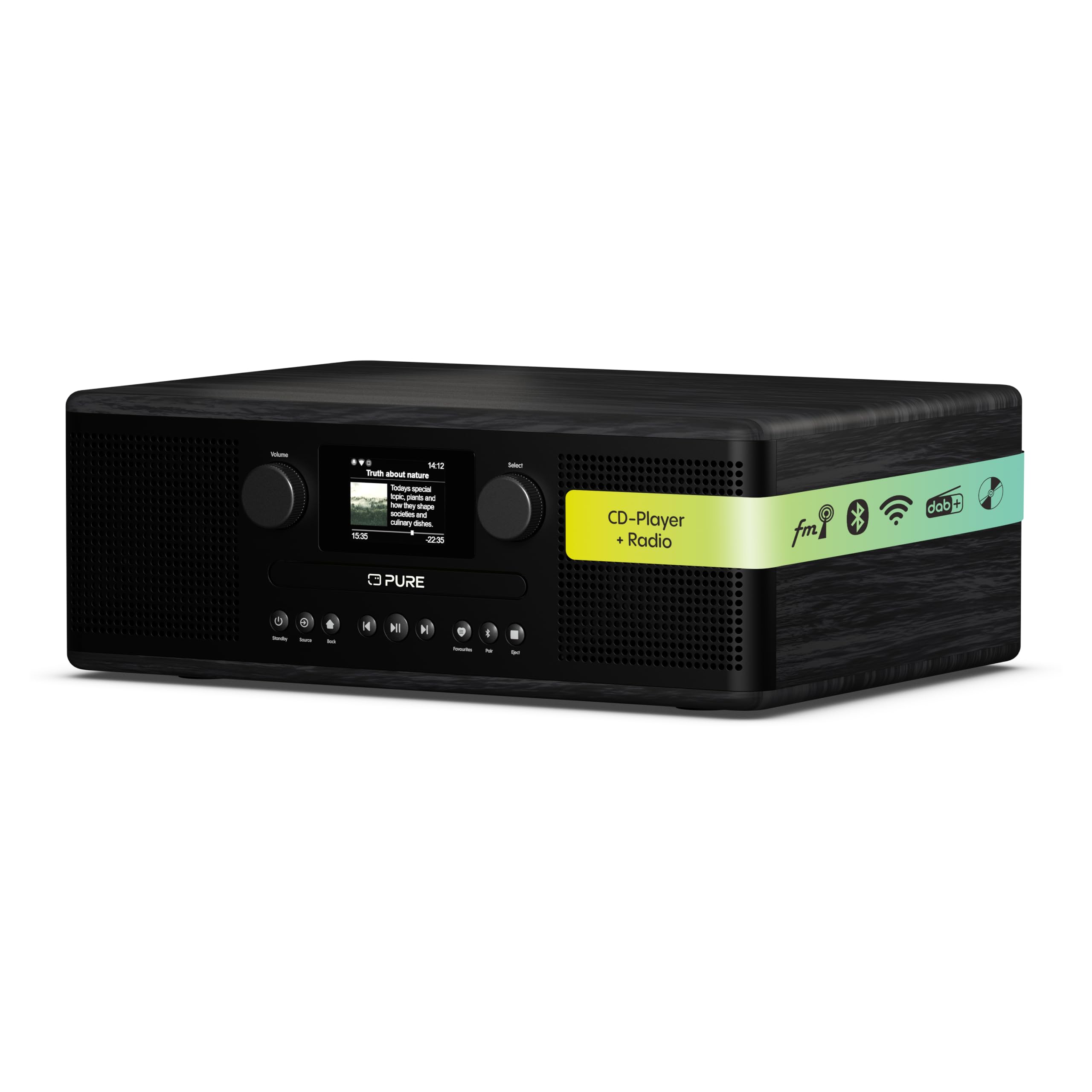 Pure Classic C-D6i – All-in-One Internetradio mit WLAN, DAB+/FM, CD-Player, USB, AUX, 150 Speicherplätze, 2x15W Stereo-Sound, Farbdisplay, Wecker & Sleep-Timer – Schwarz