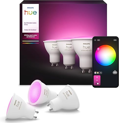 Philips Hue - Bombilla LED Inteligente, GU10, Luz Blanca y de Colores, 4.2W 400 lúmens, Compatible con Alexa y Google Ho