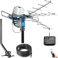 PBD Outdoor TV Antenna 150 Mile Range - Motorized 360° Rotation Remote, Dual TV Support, 40FT RG6 Cable, UHF/VHF 4K HD