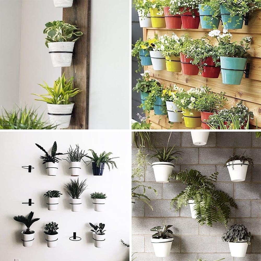 Sivya 6 Pack 5in Flower Pot Holder Ring Wall Mounted Metal Planter Hooks Hangers (6, 5")
