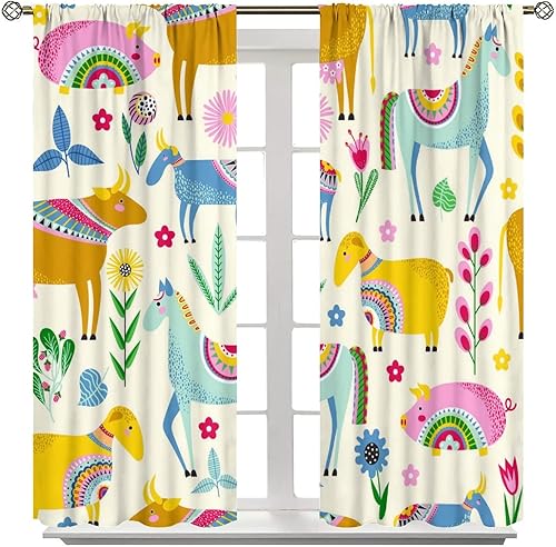 Vista 80 de Cortinas de cabeza de cabra, misteriosa cabeza de cabra malvada, calavera negra, bolsillo para barra, cortinas opacas para ventana, juego de 2