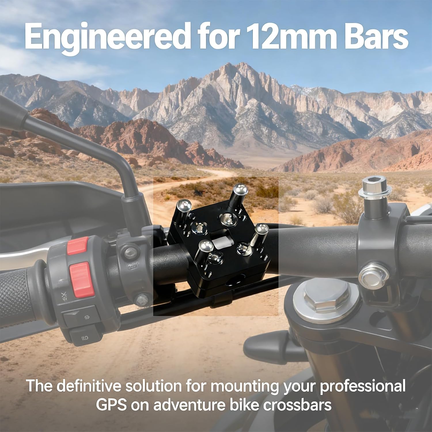 Aluminum 12MM GPS Holder Bar Clamp Compatible with Yamaha Tenere 700/XTZ07 2019-2021,Compatible with Aprilia Tuareg 660-2022,R1200 1250 GS and GSA 2014-2022,Black
