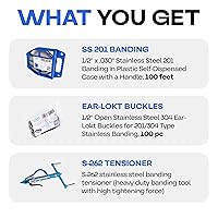 Vista 3 de IDL Packaging Kit de bandas de acero inoxidable 201 de 1/2 pulgada, herramienta de bandas de alta resistencia + bobina de bandas de acero inoxidable