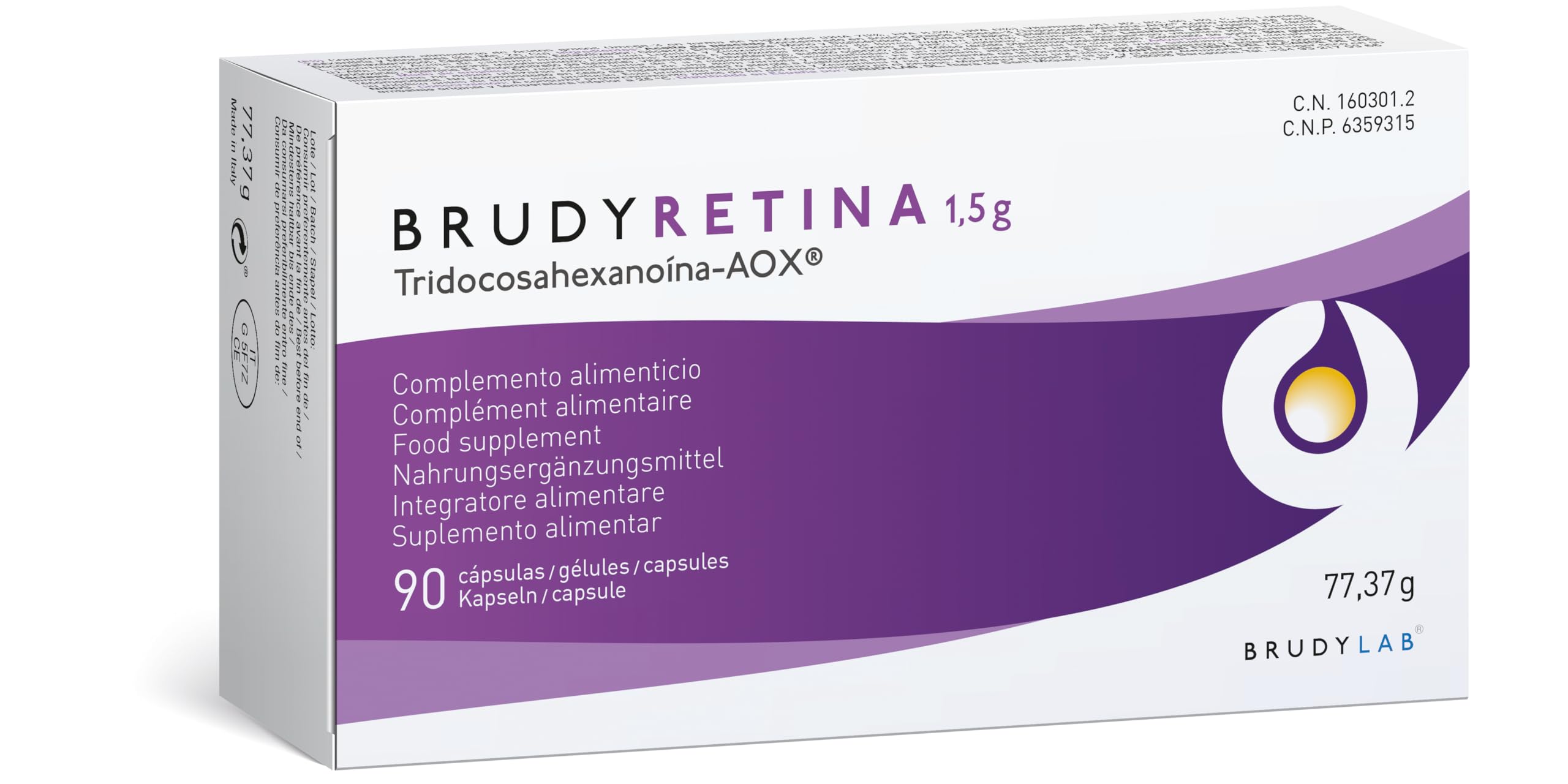BRUDY LAB - Brudy Retina - Ácidos Grasos Omega 3 DHA EPA - Vitaminas y Minerales - Protege los Tejidos de la Retina - Favorece una Visión Normal - 90 Cápsulas