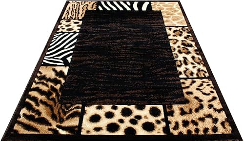 Miniatura 7 de Alfombra con diseño de animales Skinz 73, color negro (5 pies x 7 pies)