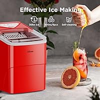 Vista 45 de Silonn - Máquina de hacer hielo para encimera, 9 cubos listos en 6 minutos, 26 libras en 24 horas, autolimpiable, cuchara de hielo y canasta, 2