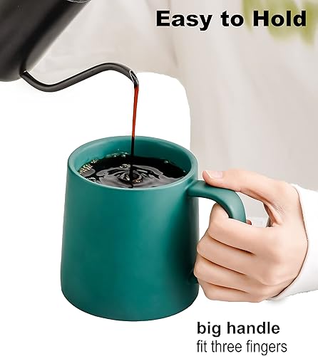 Miniatura 3 de T-WARE Tazas de café de 16 onzas, juego de 4 tazas de café gris claro mate, tazas de café de cerámica de color sólido