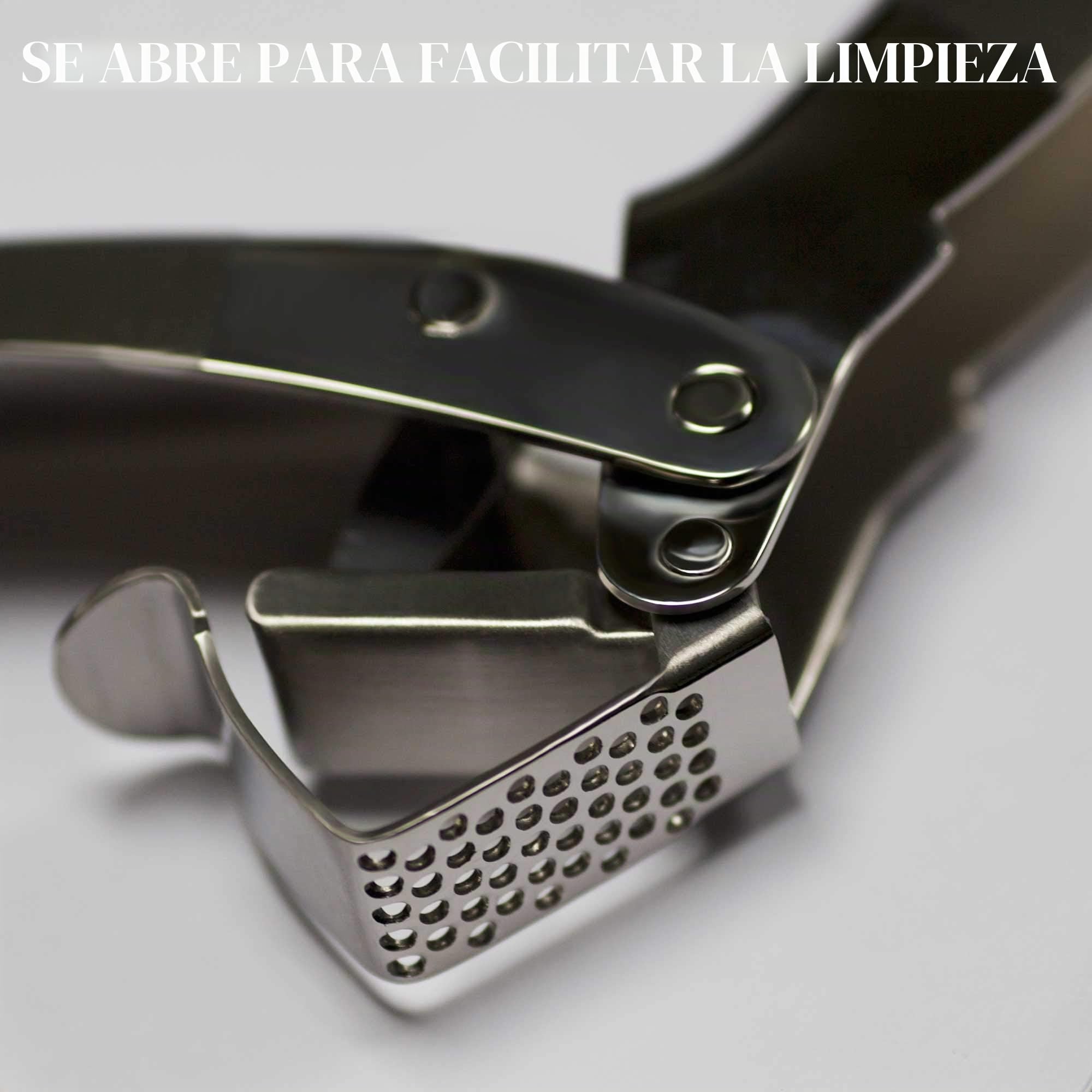 MANNKITCHEN Prensa de ajo de doble palanca de acero inoxidable de alta capacidad | Prensa de ajo de grado profesional sin copas, apertura abierta, resistente al óxido, fácil de limpiar, apta para lavavajillas