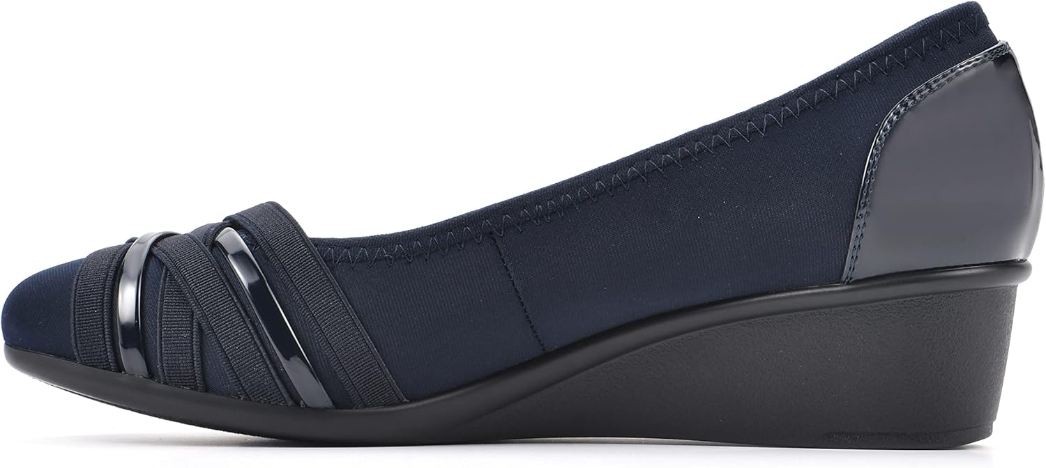 CLIFFS BY WHITE MOUNTAIN Women's Bowie Wedge, Navy/Nylon, 9 W