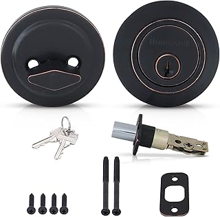 Honeywell Safes & Door Locks - Single Cylinder Front Door Deadbolt Lock Set - Anti-bump Resistant Dead Bolt Lock for Exterior Doors with 2 Entry Keys - 3 x 5 x 8.5 inches - Oil Rubbed Bronze - 8111409