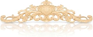 Yerliker 30.5'' X 7.87'' Extra Large Wood Appliques and Onlays Wood Appliques, 3D Paintable Unfinished Rubberwood Onlay for Furniture, Cabinet, Wardrobe, Door, Bed & Wall Decor (Style B)