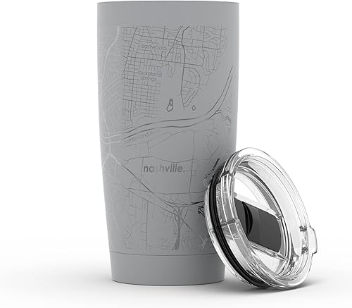 Vista 538 de Well Told Vaso de café aislado con diseño de mapa de Nueva York grabado, taza de acero inoxidable grabada (20 onzas, negro) con aislamiento de mapa