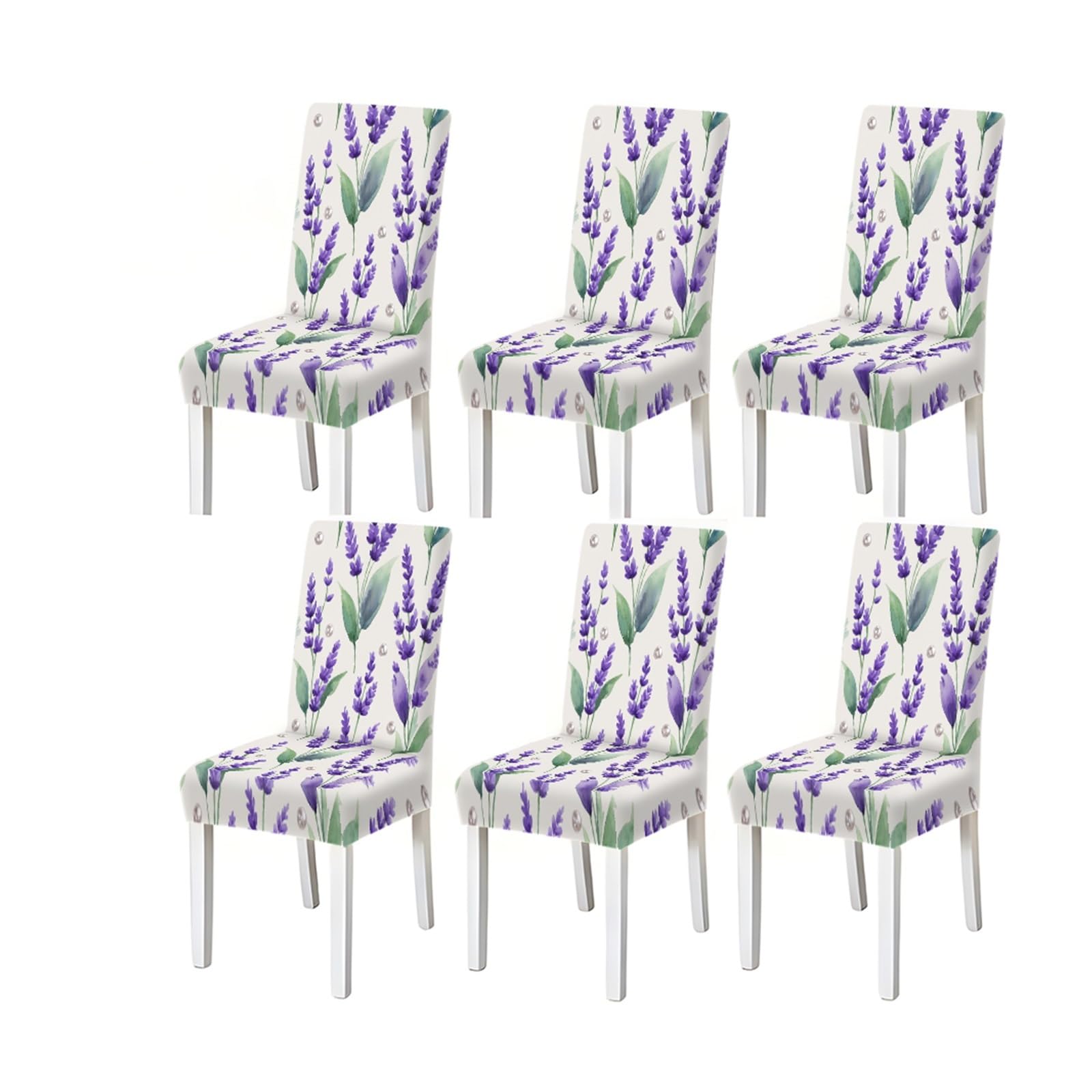 FZJKGH Lavender Floral Pattern Print Dining Chair Covers Set Of 2/4/6, Stretch Slipcovers For Kitchen Dining Room Removable Stretch Slipcovers for Dining Chairs(6PCSChair cover)