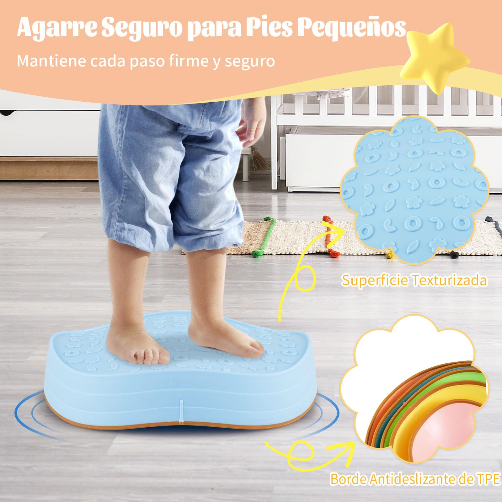 GOPLUS Piedras de Equilibrio para Niños, 5 Piezas de Juguetes Sensoriales Antideslizantes para Carrera de Obstáculos con Bolsa de Almacenamiento, Piedras de Equilibrio para 3+ Años (Macarons)