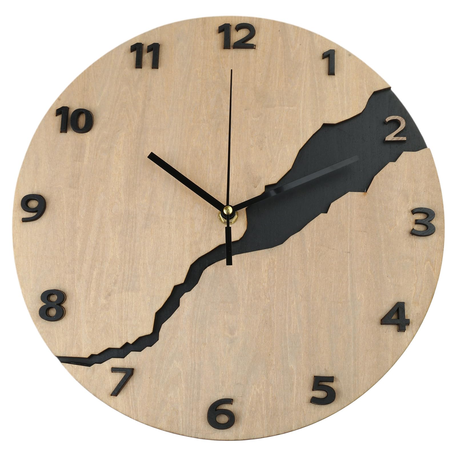 Horloge murale minimaliste en bois craquelé : décoration de maison à piles