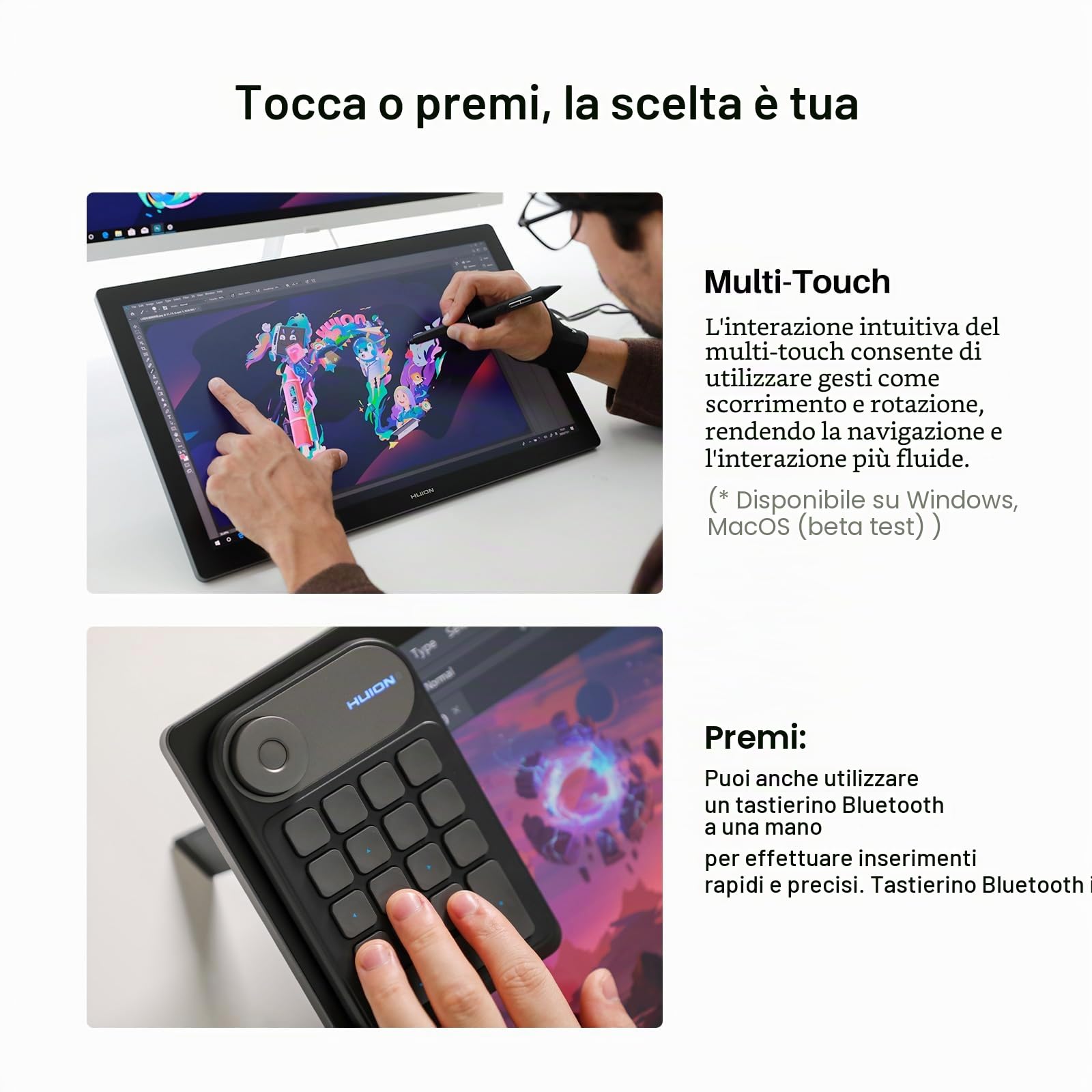 HUION KAMVAS Pro 19 4K UHD Tavoletta da disegno con schermo, penna PenTech 4.0 senza batteria con tablet grafico antiriflesso di seconda generazione, schermo multi-touch 98% Adobe RGB per artisti