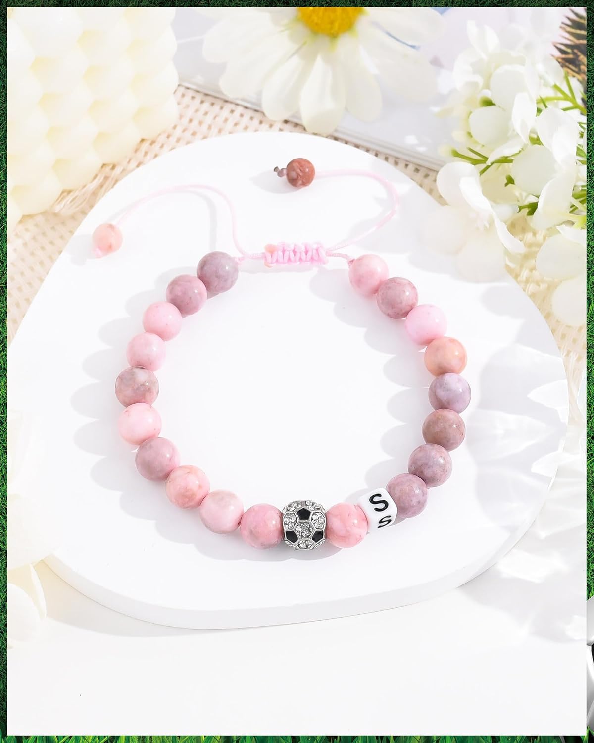 BOCHOI Soccer Gifts for Teen Girls Soccer Initial Bracelet for Girls Women Soccers Stuff Accessories Bracelets Christmas Birthday Gifts for Soccers Players Fans Team Daughter Coach Friends