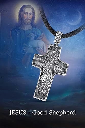 Miniatura 4 de EUDORA Collar de plata de ley 925, San Cristóbal y San Benito, San Miguel, Virgen María, San Judas Tadeo, Cruz de Buen Pastor y Arcángel, Medalla