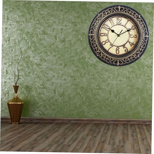 Miniatura 4 de Reloj de pared silencioso para sala de estar, reloj de esfera tallada europea vintage de 12 pulgadas