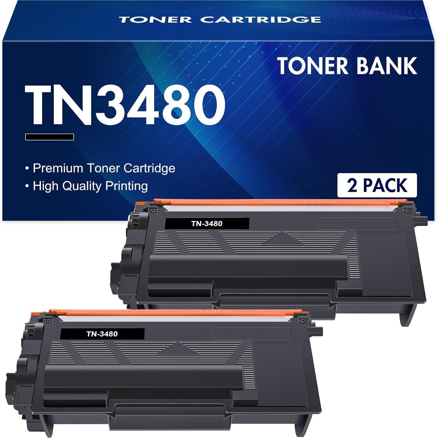 TN3480 Cartouche de Toner Compatible pour Brother TN-3480 TN3480 TN 3480 HL-L5100DN MFC-L5750DW HL-L5200DW MFC-L5700DW HL-L6400DW HL-L5000D DCP-L5500DN TN-3430 TN3430 TN 3430 Noir, 2-Pack