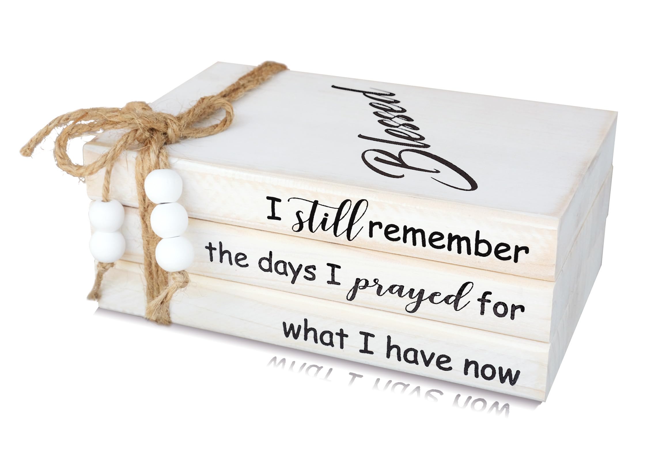 Wooden Rustic White Decorative Books Stack for Coffee Table - Faux Books for Home Decoration Modern Farmhouse Bookshelf Mantle Decor - I Still Remember the Days I Prayed