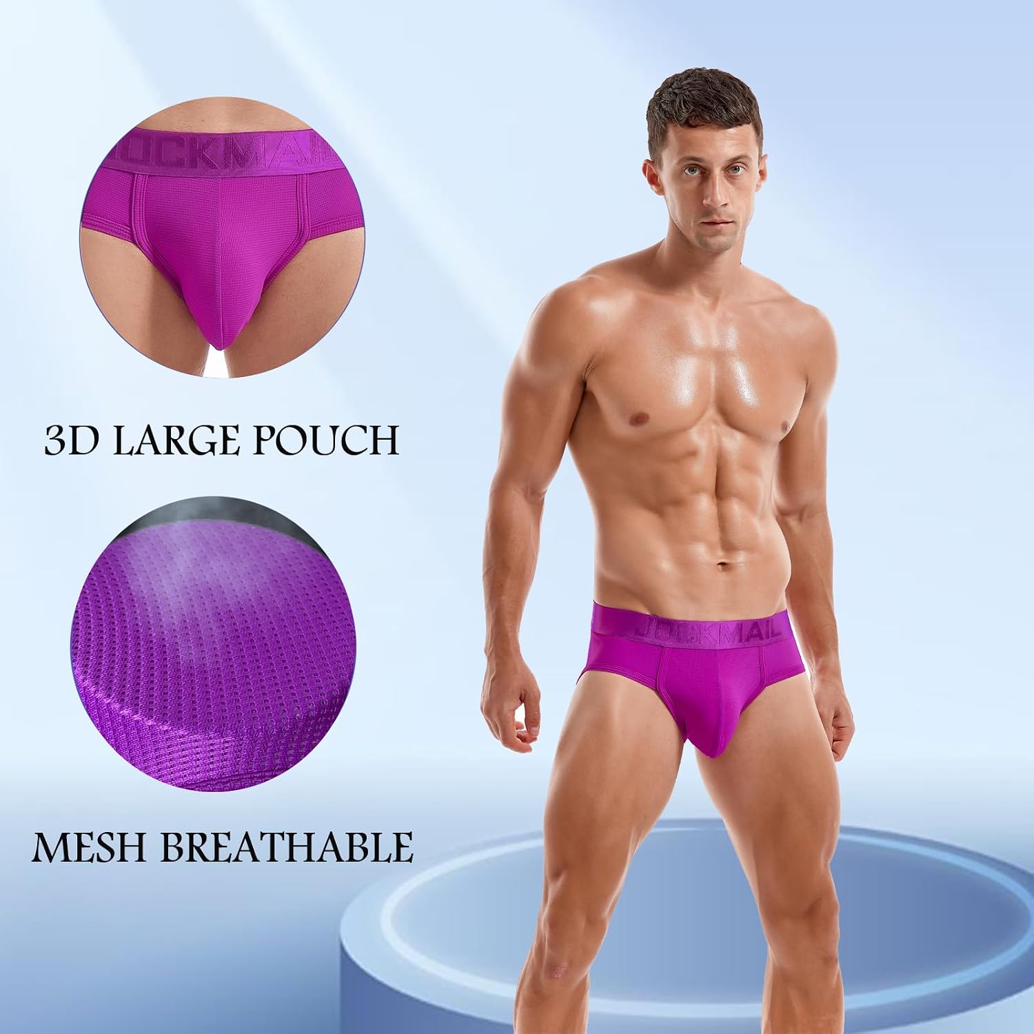 JOCKMAIL 3PCS/Pack Men Underwear Briefs Athletic Underwear Briefs Mens Breathable Briefs for Sport Gym