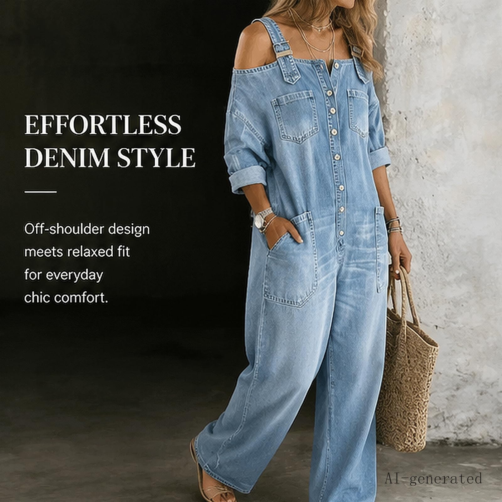 Combinaison en jean pour femme, salopette à bretelles et épaules dénudées
