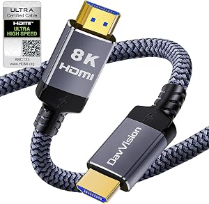 Câble HDMI 10K 8K 4K 2.1 6.6FT, Câble HDMI eARC Certifié Pour Barre de Son à TV, 8K@60Hz, 4K@144Hz Câble HMDI PS5 Tressé, 48Gbps, HDCP 2.2 & 2.3, HDR 10, Compatible avec PS5/Xbox/TV/RTX 4090/Moniteur