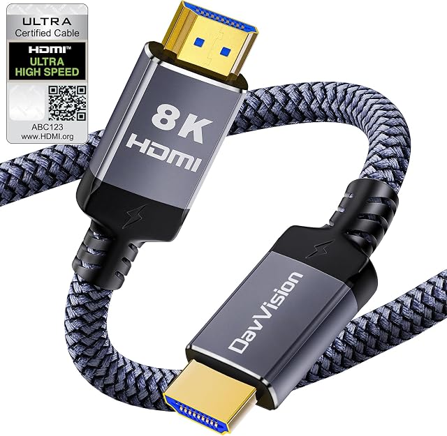 Câble HDMI 10K 8K 4K 2.1 6.6FT, Câble HDMI eARC Certifié Pour Barre de Son à TV, 8K@60Hz, 4K@144Hz Câble HMDI PS5 Tressé, 48Gbps, HDCP 2.2 & 2.3, HDR 10, Compatible avec PS5/Xbox/TV/RTX 4090/Moniteur