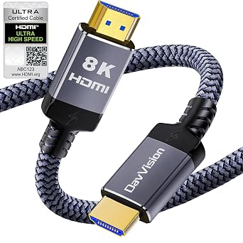HDMI 2.1 Cable ARC/eARC Cable for Soundbar to TV, Certified Ultra High Speed HDMI Cable Braided-8K@60Hz,4K@120Hz,48Gbps,HDCP 2.3,HDR 10,Compatible with PS5/Xbox/RTX 4090/Monitor6.6FT Grey