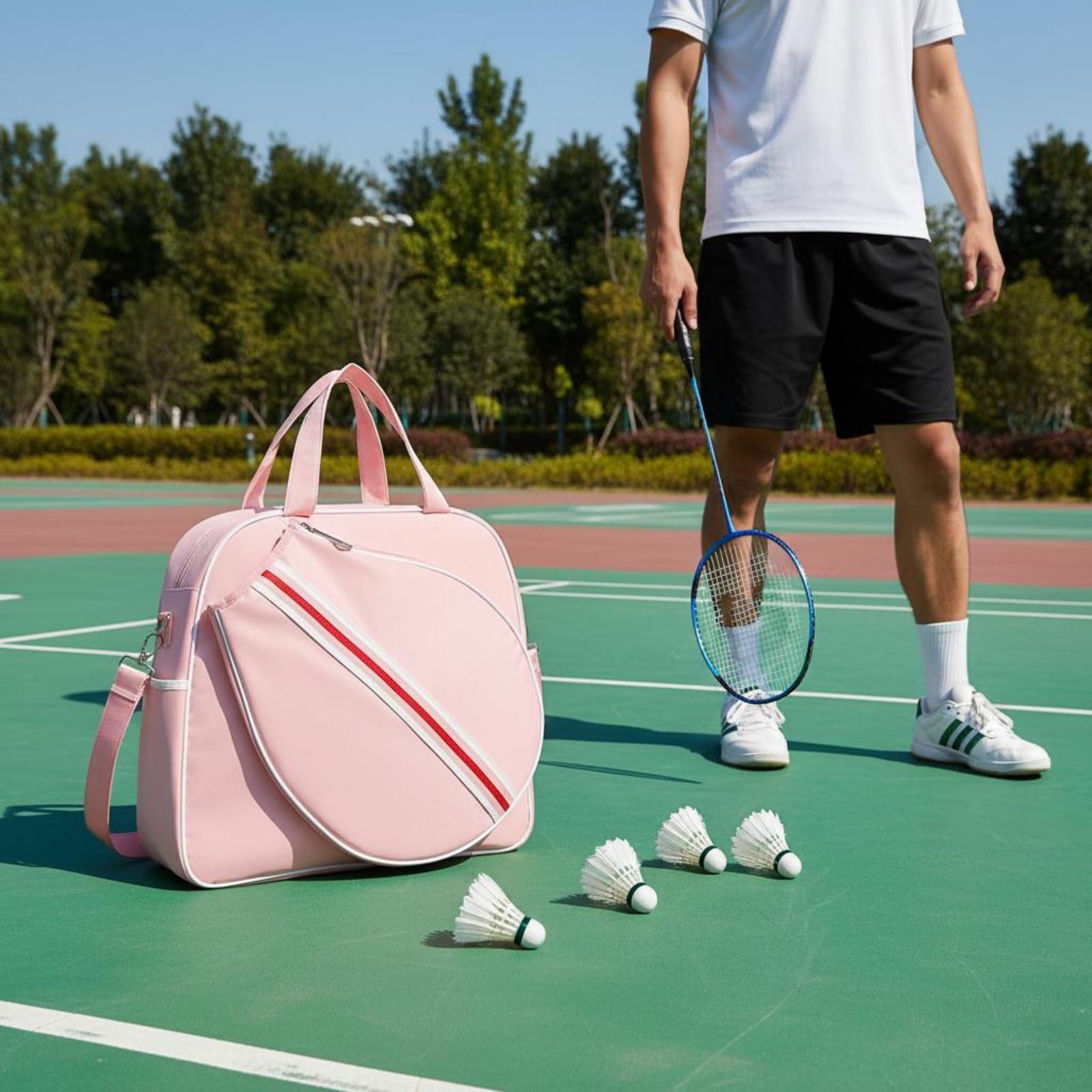 Badmintontasche große Kapazität Badminton Tasche multifunktional Schläger-Umhängetasche für, Damen, Outdoor, Fitnessstudio, Badminton-/Tennistasche, Array, Rosa