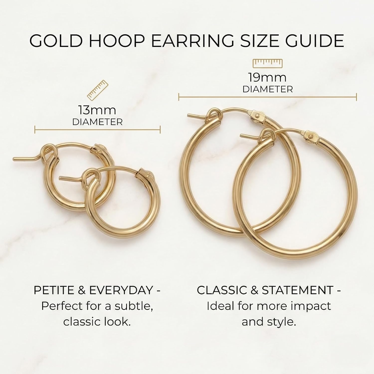 Made By Mary Maude Hoop Earrings – 14K Gold Filled | Lightweight Minimalist Hoop Jewelry | Everyday Elegant Earrings Women | Handmade Classic Design | Layering Stacking Jewelry
