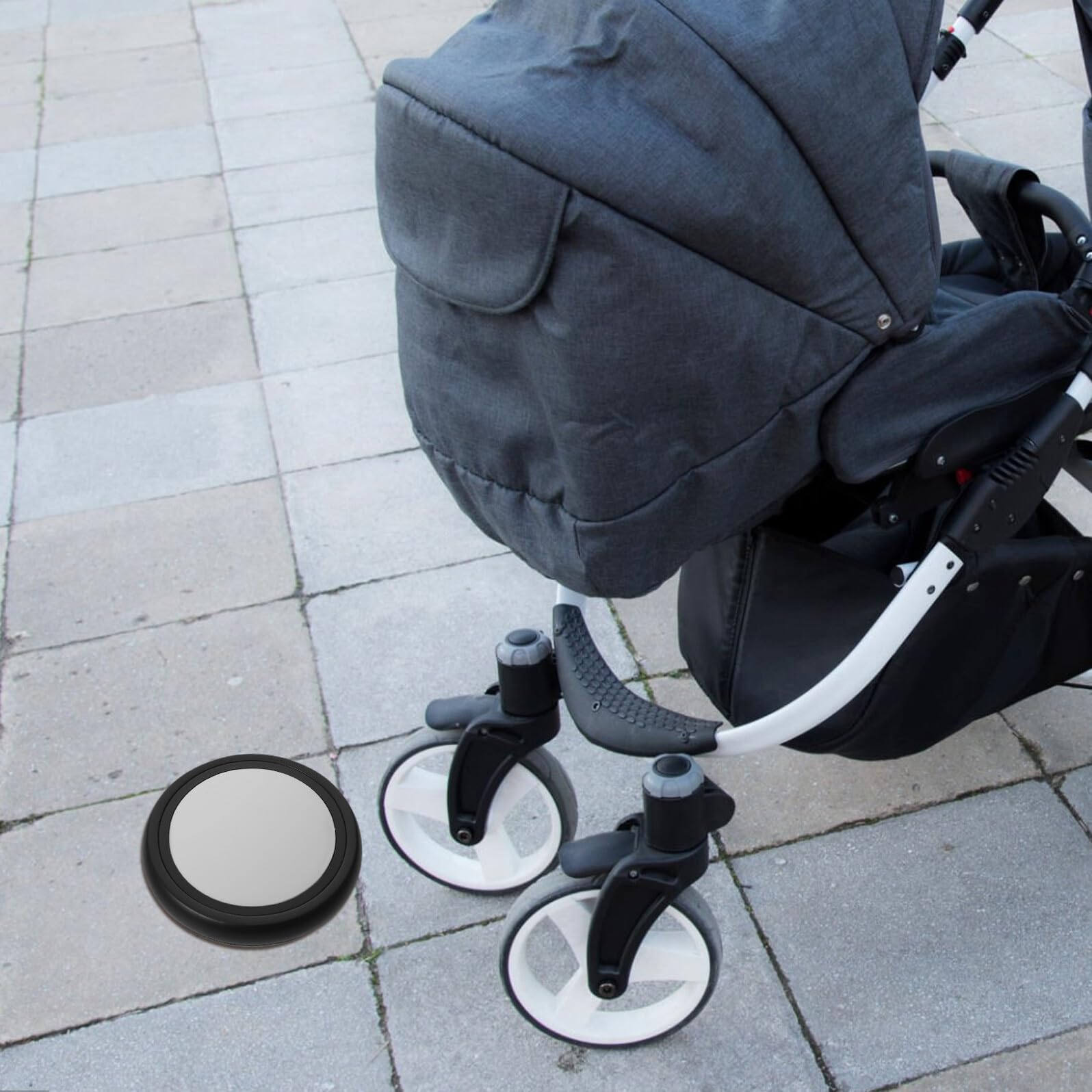 Roue Poussette Arrière en Caoutchouc Noir, Pièces de Rechange pour Poussette, Résistante à L’usure, pour Promenades Quotidiennes et Voyage